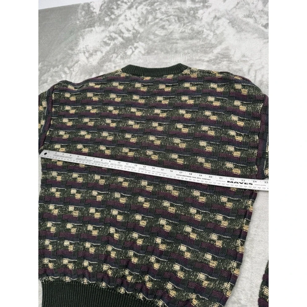 Vintage Stone Haven Sweater Large 3D Textured Knit Wool Coogi Style Grandpa 80s